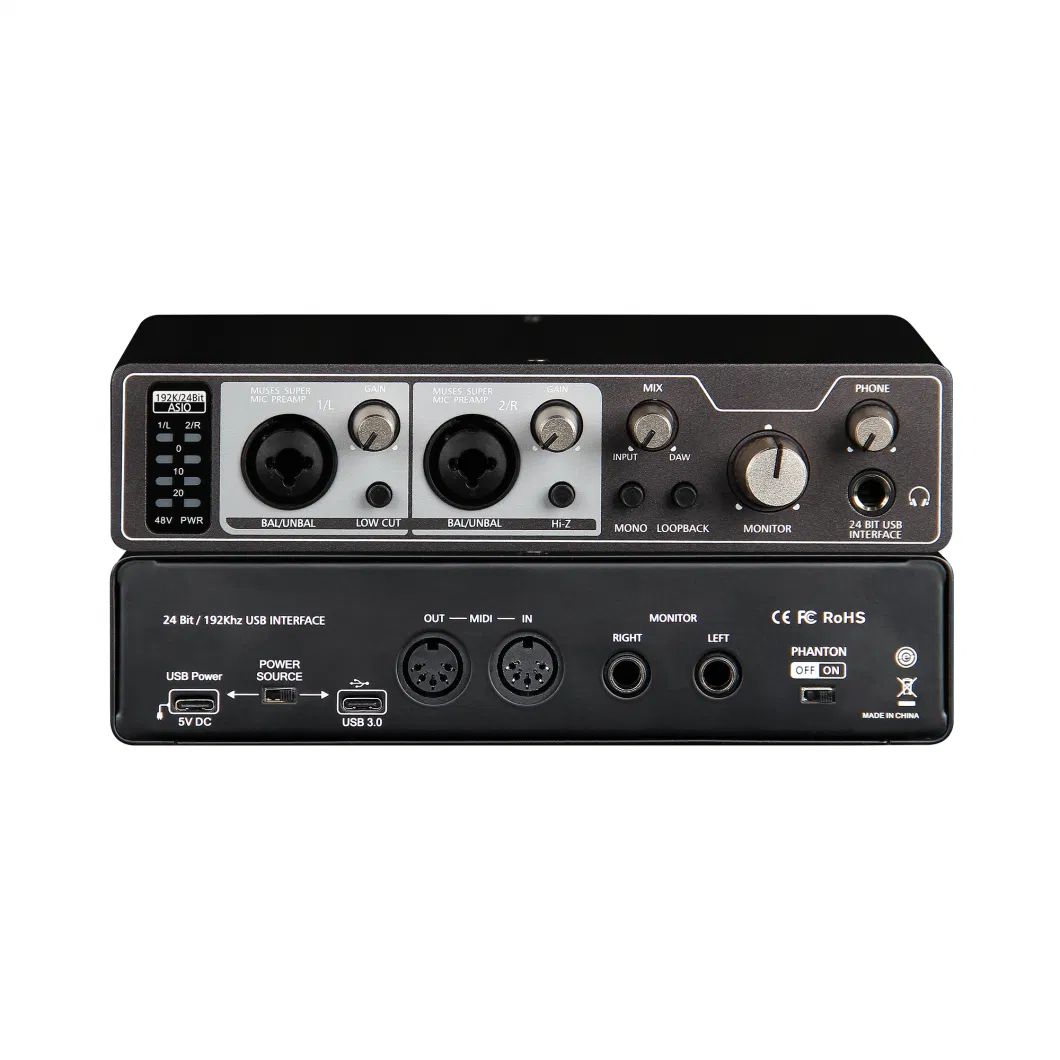 Good Quality Audio Interface Sound Card Audio Interface Muses2.2 for PC Recorder Computer Live Stream