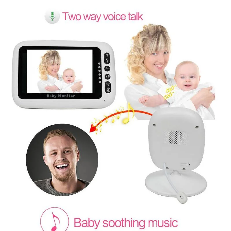 4.3 Inch Display Wireless Baby Camera Monitor Smart Baby Monitor Video Security Camera 2 Way Talk Night Vision Baby Nanny Camera
